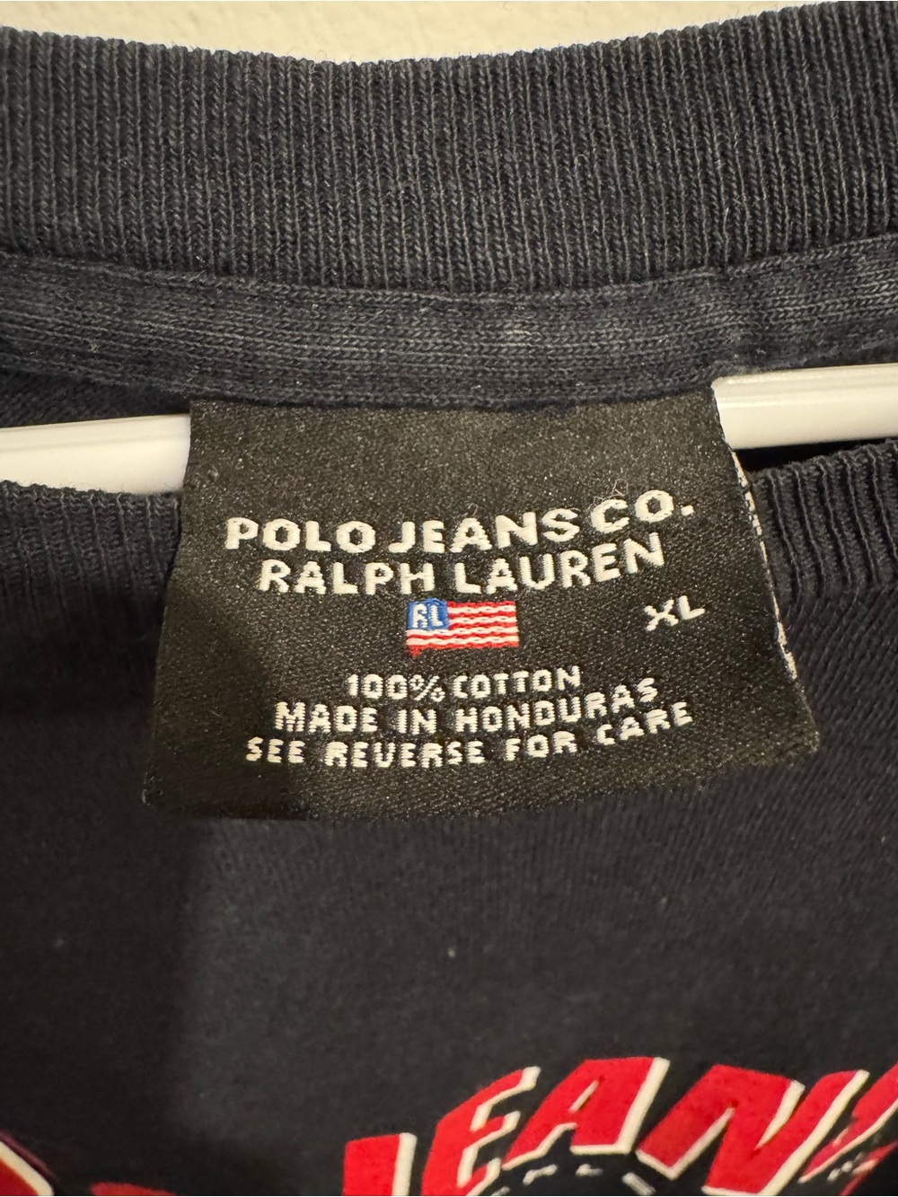Polo by Ralph Lauren Navy Long Sleeve Tee with Red Logo & Number - Picture 2 of 4